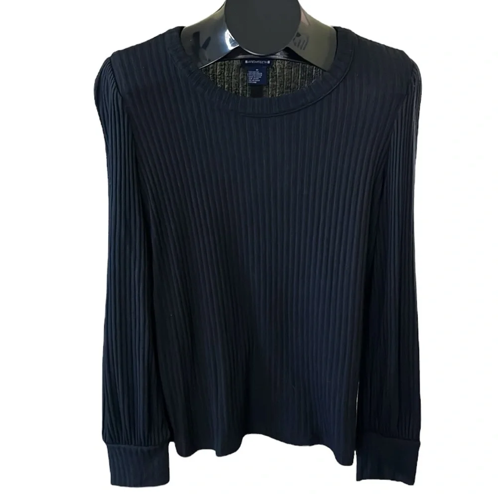 Architect Long Sleeve Ribbed Blouse With Puffy Sleeve - Picture 6 of 9